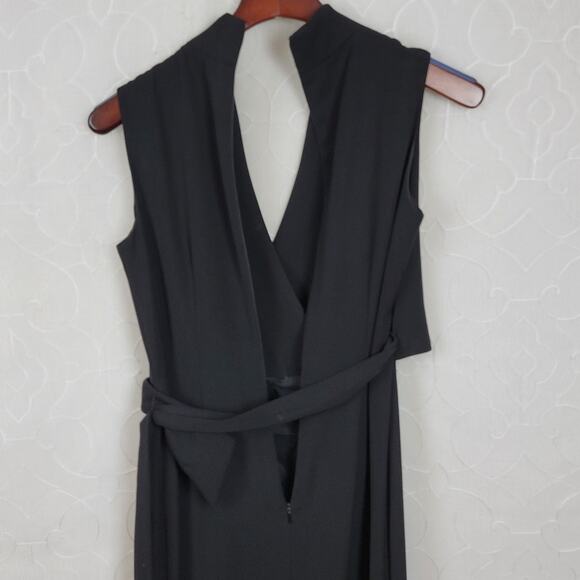 Jones New York Structured Wrap Dress 4 Black‎ Tie Belt Maxi Cocktail Party LBD - Picture 3 of 14